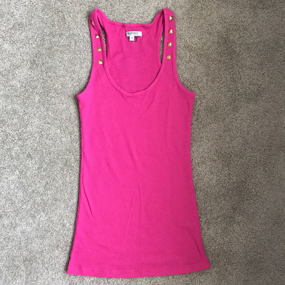 Cute hot pink tank top with gold details
